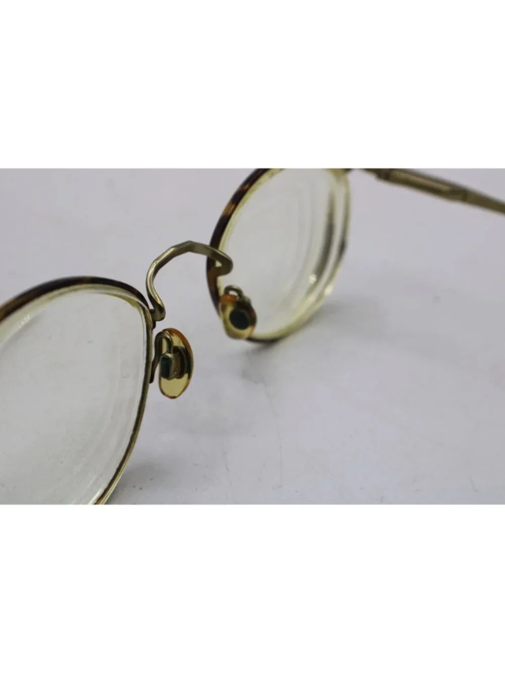 Brooks Brothers Gold Tortoise Shell Round Eyeglass Frames Leather Case 49-19-135